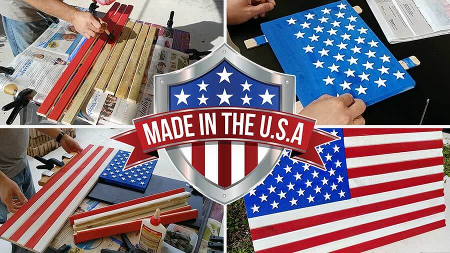 Wood American Flags
